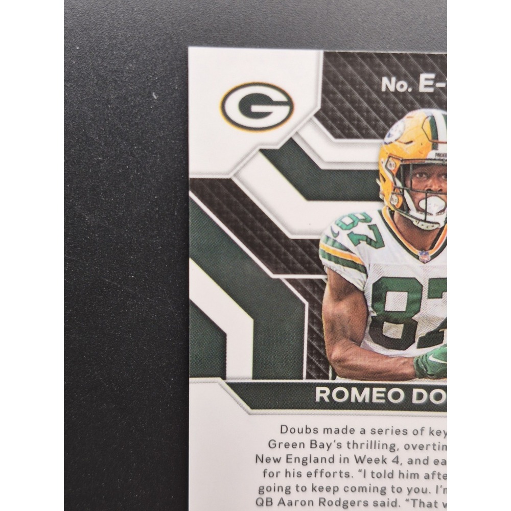 2022 Panini Prizm Romeo Doubs #E-14 Emergent Blue Ice Prizm /99 (RC) Packers - Picture 8 of 11
